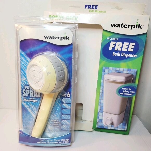 Vtg 2003 Water Pik The Og Shower Massage Showerhead 6 Settings Bonus Dispenser - Picture 1 of 6